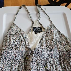 Angie Multicolor Floral Racer Back Tank Top with Spaghetti Straps